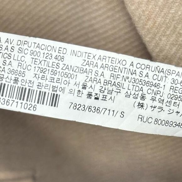 Zara Wool Blend Double Breasted Classic Straight Cut Beige Coat Small - Picture 10 of 12